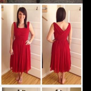 Anthropologie Red Silk Dress